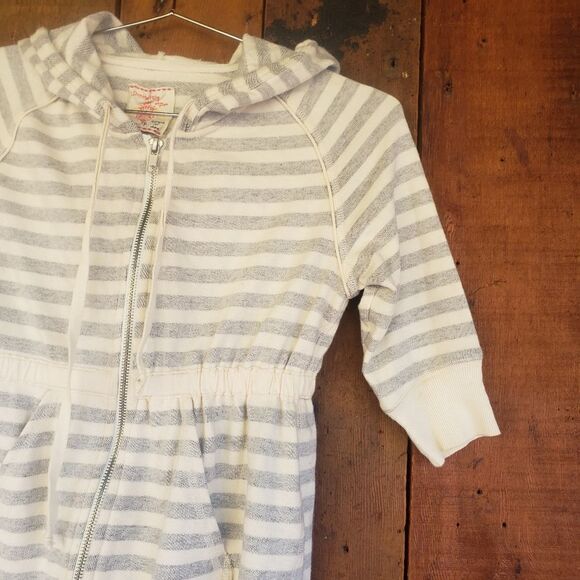 Intimately Free People Hoodie Full Zip Sweater Grey White Striped - Picture 6 of 12